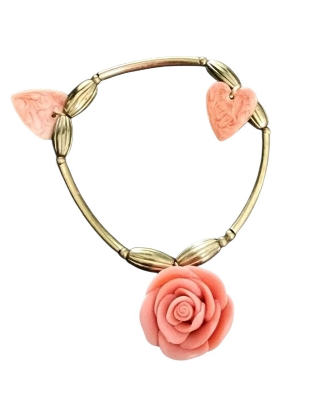 💥4 for $20💥Vintage Pink Rose Bracelet with Antique Gold Accents